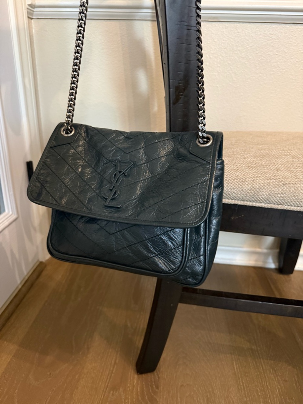 Saint Laurent YSL Nikki Medium Quilted Leather Chain Shoulder Bag